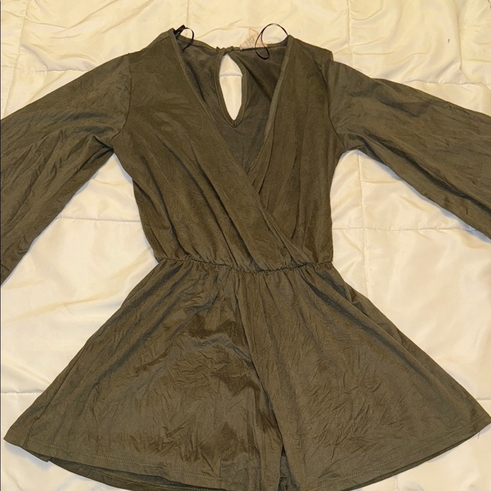 Olive Green Long Sleeve Romper